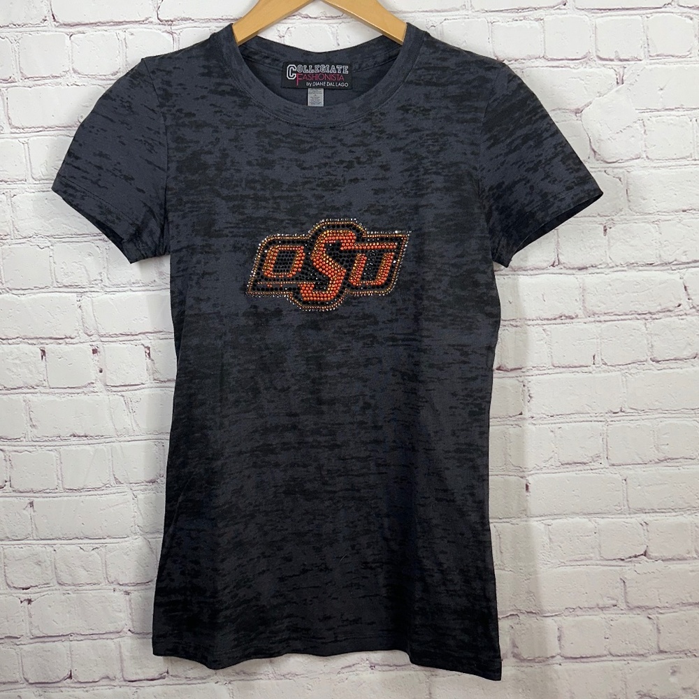 Collegiate Fashionista Women's OSU Bedazzled Burnout T-Shirt Size Med Multicolor